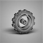 Vector illustration of gray colored big gear in isometry.