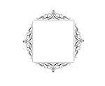 Vintage vector swirl square frame black on white