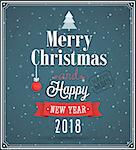 Merry Christmas vintage greeting card. Vector illustration.
