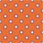 Asian style simple seamless vector design pattern. Bright orange wavy line dotted circles background.