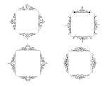 Vintage vector swirl square frame set black on white