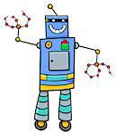 Cartoon Illustration of Funny Robot Science Fiction Comic Character