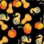 Different orange pumpkins seamless pattern. Vector illustration