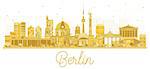 Berlin City skyline golden silhouette. Vector illustration. Cityscape with landmarks. Berlin isolated on white background.