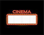 Brightly vintage glowing retro cinema neon sign