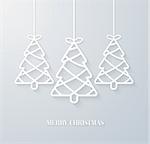 Hanging paper Christmas tree. Vector illustration.