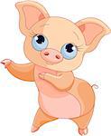 Illustration of cute dancing pig