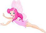 Illustration of a beautiful pink fairy in flight