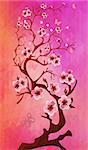 Cherry blossom background. Beautiful spring nature scene on triangle background