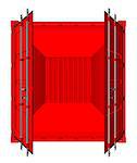 Vector of open cargo container isolated on white background. Vector rendering of 3d