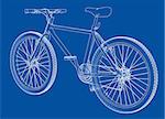 Bicycle. Vector rendering of 3d. Wire-frame style. The layers of visible and invisible lines are separated.