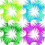 Set Seamless Floral Patterns, Exotic Plants Leaves White Silhouettes on Colorful Tile Backgrounds. Vector