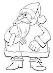 Black and White Cartoon Illustration of Funny Santa Claus Christmas Character Coloring Book