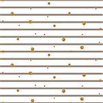 Striped beige and white seamless pattern with golden shimmer polka dots. Vector geometric monochrome thin lines with glitter spots.