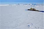 Icebreaker cruise ship, Kapitan Khlebnikov at berth in pack ice at Snow Hill Island in the Weddel Sea at the Antarctic Peninsula, Antarctica