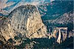 Liberty Cap granite dome and Vernal Falls from Glacier Point in the Yosemite Valley in Yosemite National Park in California, USA