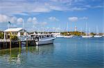 Albury's ferry at Hope Town Harbour Lodge Hotel ferry dock, Hope Town, Elbow Cay, Abaco Islands, Bahamas, West Indies, Caribbean, Central America