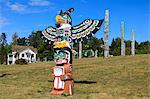 First Nation Totem Poles, Original Namgis Burial Grounds, Alert Bay, Cormorant Island, Inside Passage, British Columbia, Canada, North America