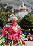 Dancer in traditional costume, Fiesta de la Virgen de la Candelaria, Copacabana, La Paz Department, Bolivia, South America