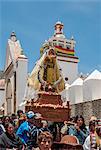 Our Lady of Copacabana figure in the procession, Fiesta de la Virgen de la Candelaria, Copacabana, La Paz Department, Bolivia, South America