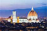 Cityscape with Florence cathedral at dusk, Florence, Tuscany, Italy