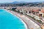 Cityscape view with coastline and beach, Nice, Cote d'Azur, France