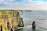 Breanan Mor and O Briens tower. Cliffs of Moher, Liscannor, Co. Clare, Munster province, Ireland.