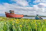 Wooden fishing boats in Roundstone. Co. Galway, Connacht province, Ireland.