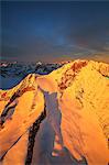 Aerial view of Mount Disgrazia at sunset Masino Valley Valtellina Lombardy Italy Europe