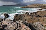 Rocky shoreline on west coast of Isle of Harris, Outer Hebrides, Scotland, United Kingdom, Europe