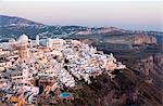 View of Fira with its domed churches and whitewashed houses, Santorini, Cyclades, Greek Islands, Greece, Europe