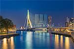 Erasmusbrug (Erasmus Bridge) and Wilhelminakade 137, De Rotterdam, The Rotterdam Building, Rotterdam, South Holland, The Netherlands, Europe