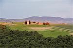 Vitaleta church at sunset, San Quirico,Val d'Orcia (Orcia Valley), UNESCO World Heritage Site, Tuscany, Italy, Europe