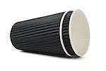Black Corrugated Coffee Cups Lying on White Background