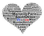 Localities in France word cloud concept