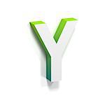 Green gradient and soft shadow font. Letter Y. 3D render illustration isolated on white background