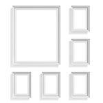 Blank picture frames. Website background template. Composition set isolated on white background