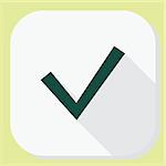 Check tick icon with long shadow. Application interface information and notification design. illustration.