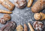 Variety of delicious freshly baked and healthy bread