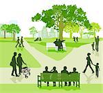 Generation together in the park, illustration