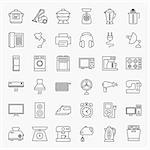 Household Line Icons. Vector Set of Outline Appliance Symbols.