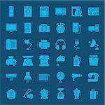 Household Solid Web Icons. Vector Set of Electronics and Gadget Glyphs.