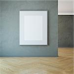 blank picture on the wall, 3d rendering