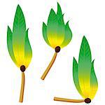 Green flame fire match ecology nature logo symbol emblem design identity company name paradox