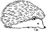 Hedgehog stylization icon logo. Line Monochrome graphics sketch