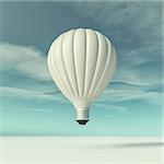 Conceptual image of a flying bulb. This is a 3d render illustration