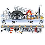 Vector Truck Bamper with Spares isolated on white background