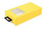 Yellow Product Packaging Box Lying on White background