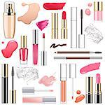 Vector Makeup Cosmetics with Smears isolated on white background