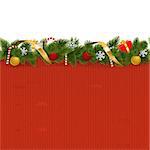 Vector Christmas Border with Knitted Pattern isolated on white background